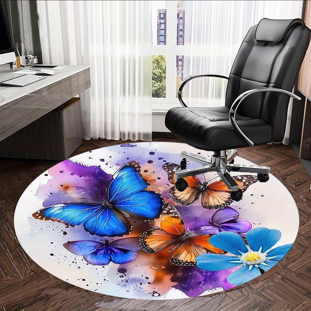 Butterflies And Flowers Painting Fashion Rug Nonslip Carpet Office Chair Mat Design For Office Decor Home Living Room Bedroom Giftt1