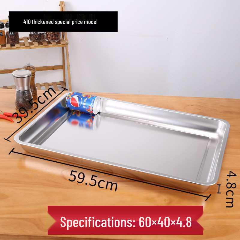 304 Stainless Steel Rectangular Tray for Steamed Fish, Rice, Chee Cheong Fun, and Baking