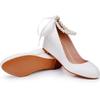 Damen Hoher Absatz Kleid Sandale Knöchelriemen PU 5CM Keilabsatz Weiße Perle Dicke Sohle Flacher Ausschnitt Brautkleid Damenschuhe