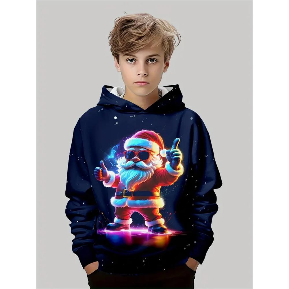Child Sweatshirt Christmas Hoodies Cartoon Children's Fashion Santa Claus Print Clothes Child Girl Outdoor Clothes for Children