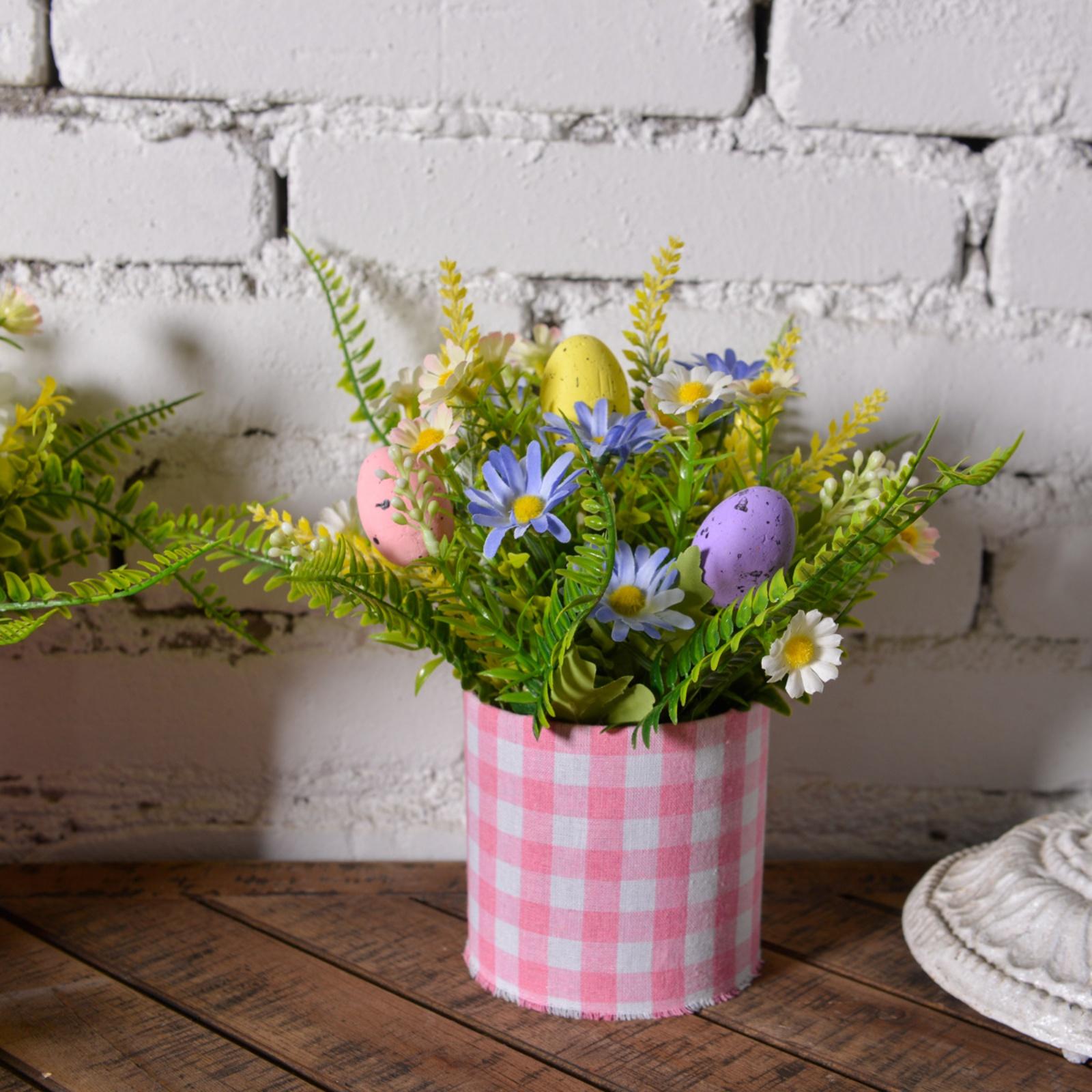 

Easter Artificial Green Plant Decorative Egg Bonsai Centerpiece Faux Flowers Home Decor For Living Room, Bedroom, And Dining Table синий