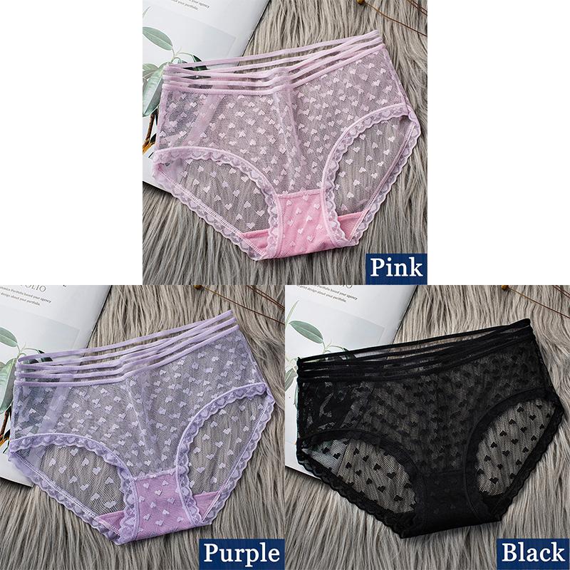 3pcs Sexy Lace Transparent Panties for Women Underwear Fashion Panty Lingerie Breathable Hollow Out Briefs Female Underwear