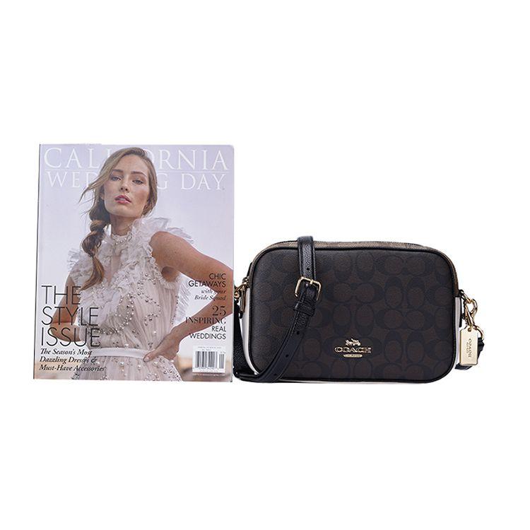 Coach Jes 25 Double Zipper Closure PVC Shoulder Bag Women Shoulder Bag Dark-Brown Multicolor C1767-IMNOX