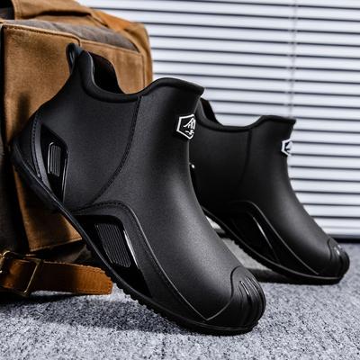 Lightweight Short Rain Shoes Men's Water Shoes Takeaway Rider Special Rain Boots Kitchen Fishing Men's Waterproof and Non-slip Rubber Shoes