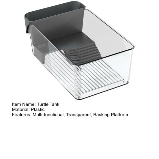 Turtle Tank with Basking Platform Small Plastic Clear Aquarium Tank Desktop Micro Terrarium Habitat for Turtles Crayfish Crab Lizardt