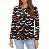 Women's Fashion Casual Halloween Printed Round Neck Long Sleeve Pullover Top