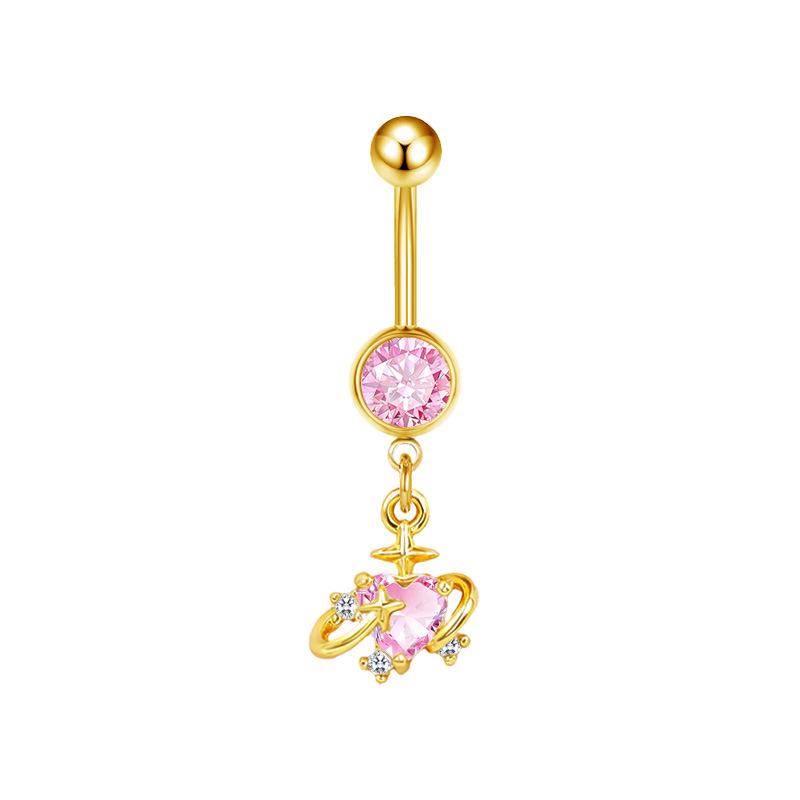Gaibei Heart-shaped Bow Navel Ring - European & American Trendy Style Belly Button Jewelry