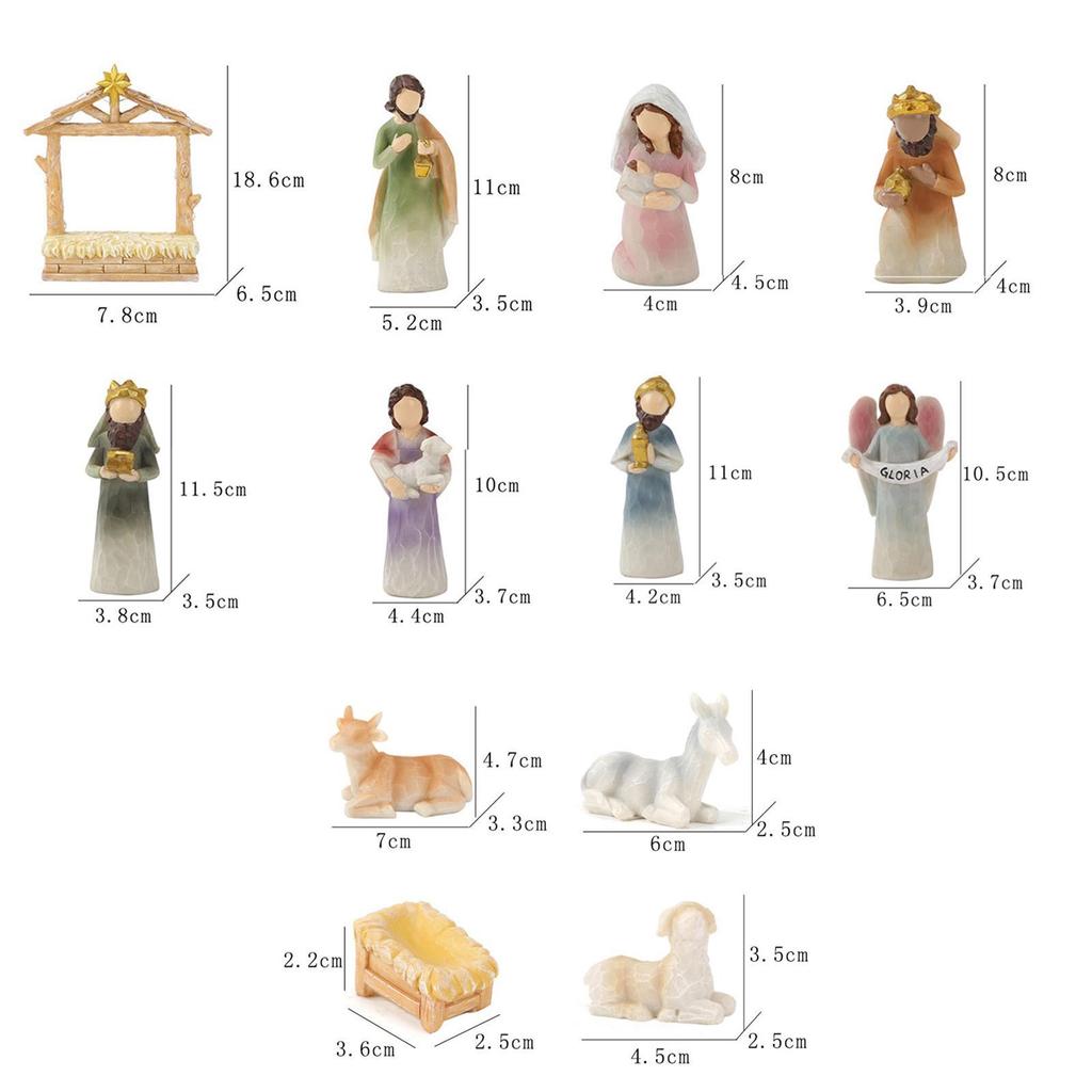 Lighted Up Resin Holy Family Statue Christmas Festival Decor Miniature Centerpiece for Living Room Table Decoration