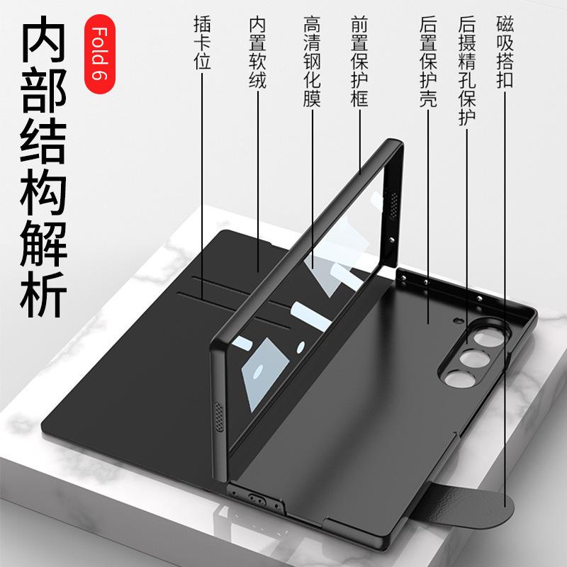 Shell Film, Integrated Pen Slot, Plain Leather Bracket, Folding Screen, Anti-drop Flip , Leather Case, Suitable for Samsung Z Fold1 Phone Case