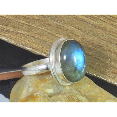 Oval Labradorite Ring US-8 Solid 925 Sterling Silver Chunky Gemstone Ring MK-43