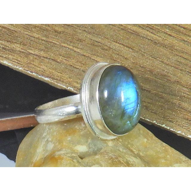 

Oval Labradorite Ring US-8 Solid 925 Sterling Silver Chunky Gemstone Ring MK-43