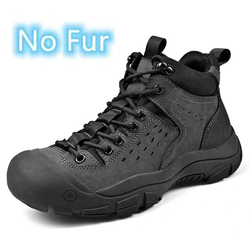 

Высококачественная мужская обувь для активного отдыха, нескользящие походные зимние ботинки для снега, мужские ботинки из натуральной кожи для пустыни, теплые плюшевые меховые ботинки 38
