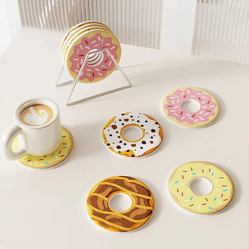 1Pieces New Donut Round Coaster Desktop Drain Pad Office Tea Cup Water Cup Storage Pad Hard Diatom Mud Outdoor Tableware
