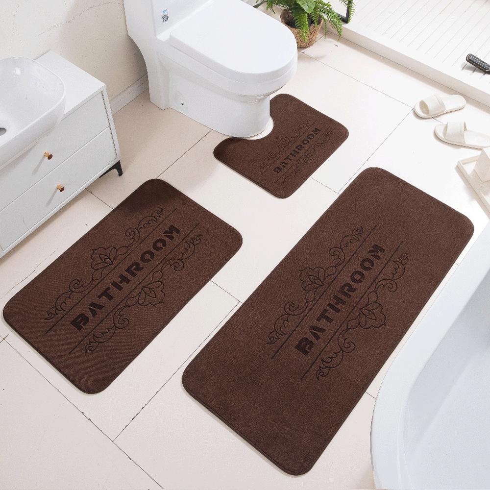 3D Carved Three-Dimensional Bathroom Floor Mat Toilet Three-Piece Non-Slip Absorbent Carpet