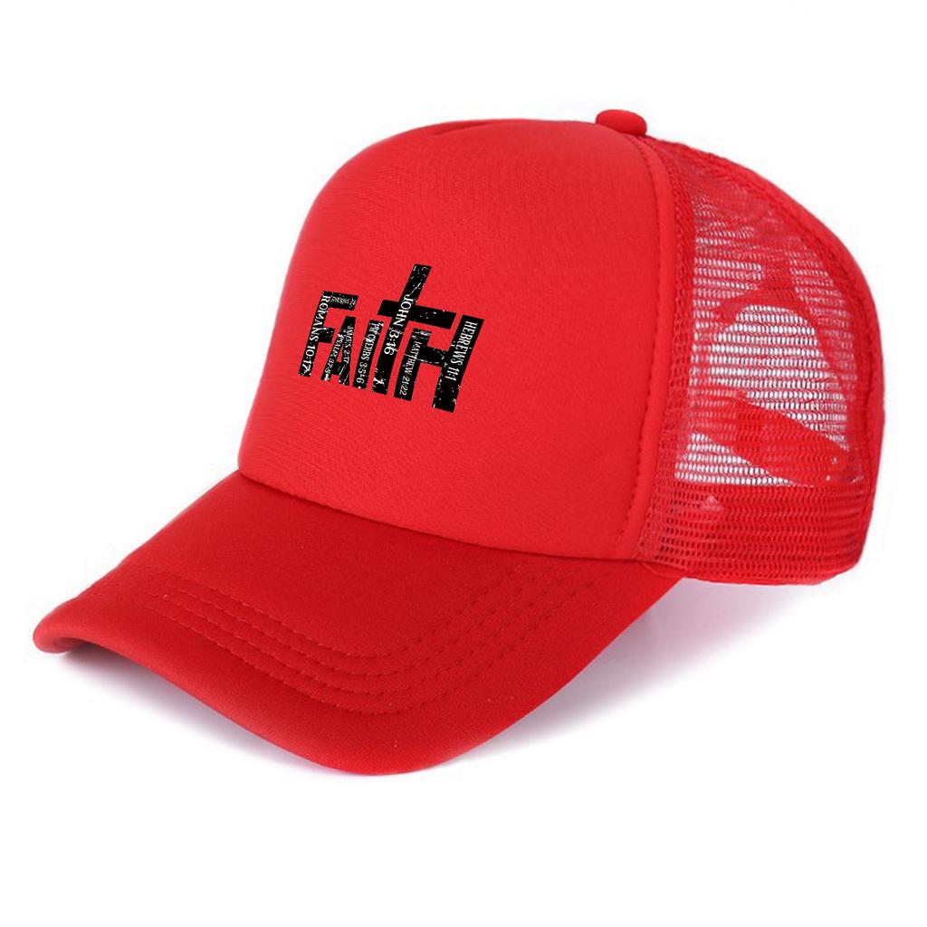 FAITH Kříž Tištěná Síťovaná Čepice Nastavitelná Snapback Hip Hop Plochá Čepice Unisex pro Turistiku Cyklistiku Venkovní Aktivity Dárky