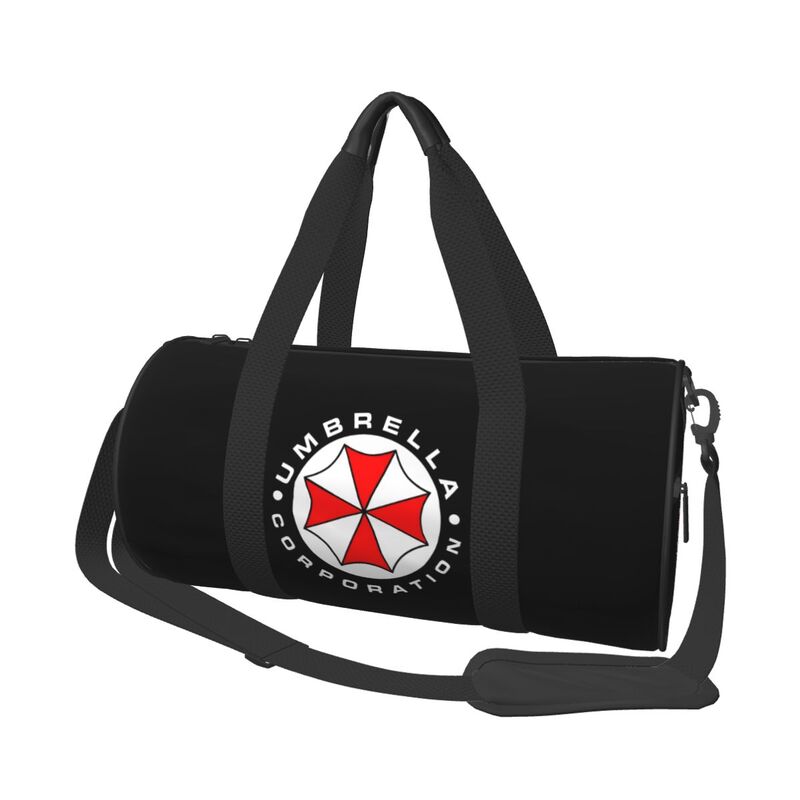 Umbrella Corporation Print Round Travel Duffel Bag Waterproof Durable Sports Gym Fitness Bag with Shoe Compartment Wet Pocket