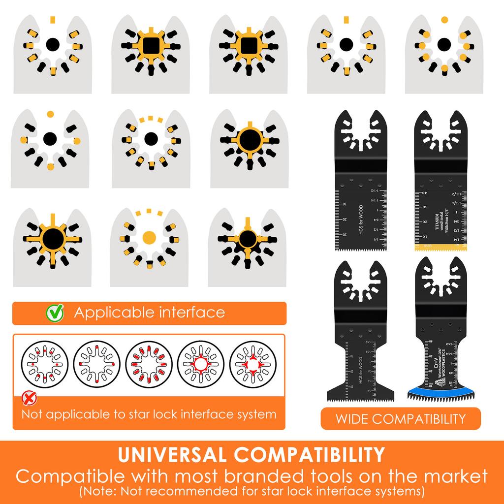 8/24 Pcs Multitool Oscillating Blade Universal Oscillating Saw Blade Set Titanium Bimetal Precision Tooth Blade Cutting Wood PVC