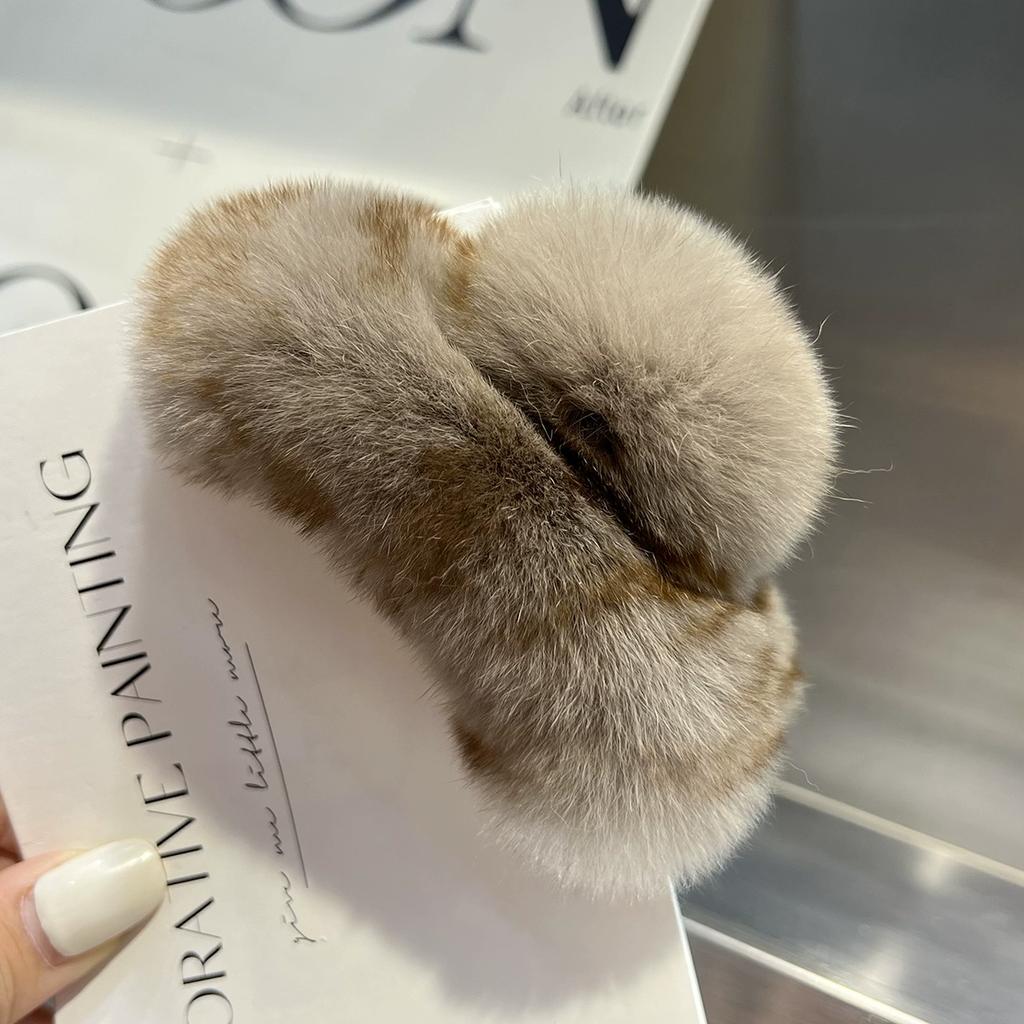 Real Rex Rabbit Hair Small Grab Clip Female Autumn and Winter Hairy Back Head Disc Claw Internet Celebrity Shark Clip Headgear Hairpin