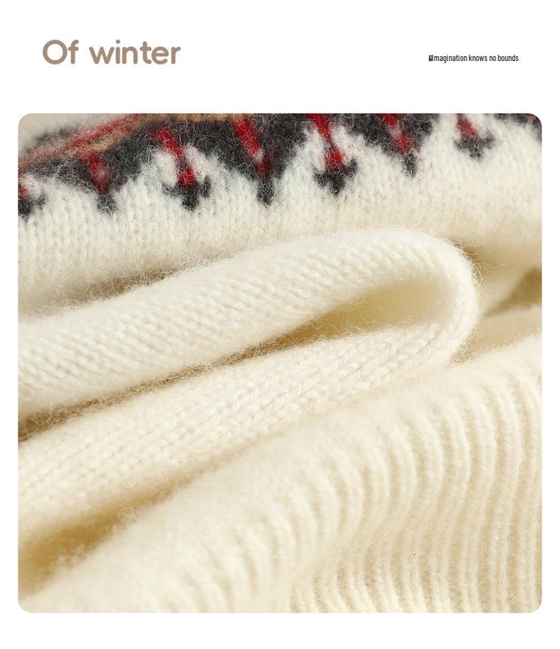 Maglione in Lana Fair Isle per Bambini - Spesso, Caldo, Stile Retro Rosso per Autunno/Inverno Ragazzi e Ragazze