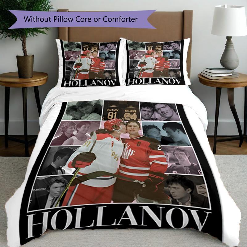 3pcs Duvet Cover Set (1*Duvet Cover + 2*Pillowcase, Without Core), Heated Rivalry Print Bedding Set, Bedroom Decor, All‑Season, Birthday Gift