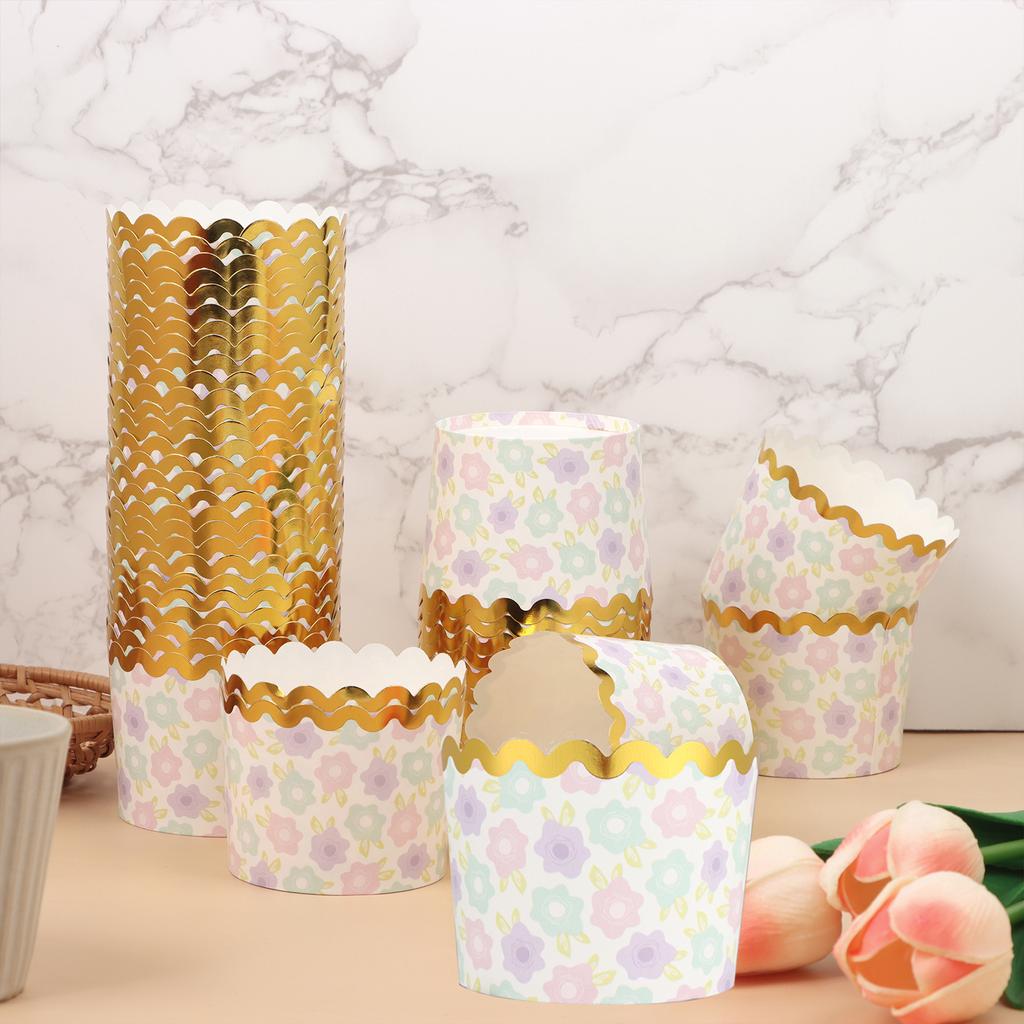 50 Pcs Colorful Greaseproof Paper Baking Cups Large 5 Oz Cupcake Paper Liners Di