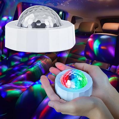 Atmosférická světla do auta Dobíjecí Disko koule Zvukem aktivovaná Vícebarevná Disko světla do auta Dekorace interiéru auta