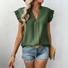 YYFS Women's Fashion Casual Summer Spring Solid Color Print Short Sleeve V-Neck Blouses & Shirts