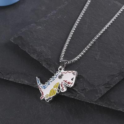 Trendy Hip-Hop Little Dinosaur Necklace - Titanium Steel Pendant for Men & Women