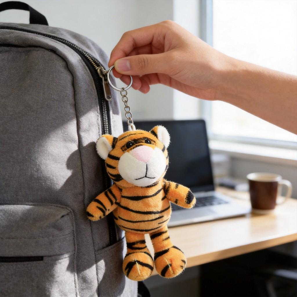 Portachiavi Peluche Anno della Tigre con Imbottitura Morbida in Cotone per Portafortuna e Decorazione Borsa
