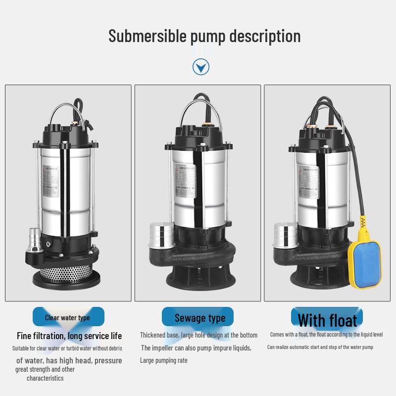Copper Core 220V Stainless Steel Submersible Water Pump for Household, Sewage, and Agricultural Use