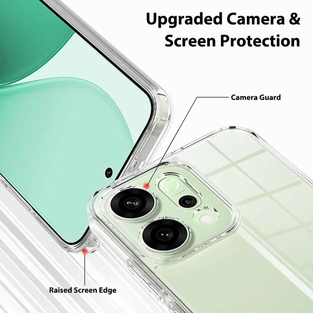 For Oppo Reno14 Pro 5G (Global) Clear Phone Case TPU+Acrylic Shockproof Phone Back Cover