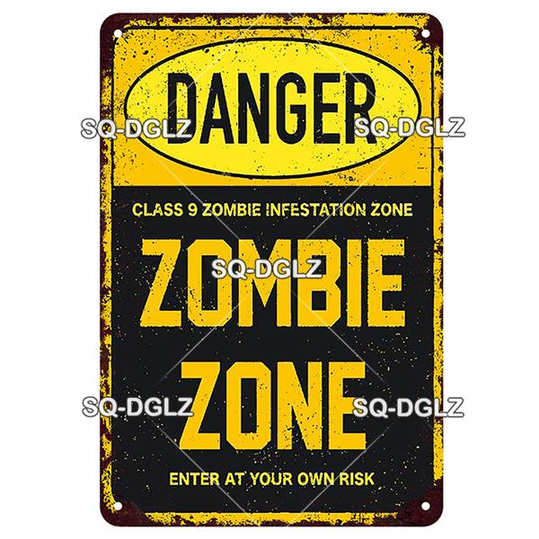 Zombie Dog Metal Sign Vintage Warning Plaque Wall Decor Man Cave Gift