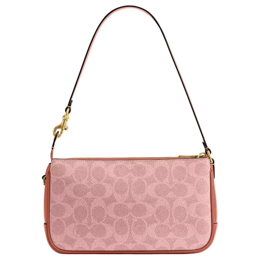Coach Plaza Print Design Gold Chain Hardware Coated Canvas And Calfskin Shoulder Bag Women shoulder bag Melon-Pink CCC42-B4YU2
