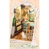 Moin Moin Dollhouse Miniature DIY Kit Book-Shaped Paper Craft Bookend with LED Light Country Scene Flowers Cat