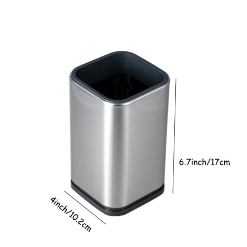 IMEEA Chopstick Holder, Cutlery Stand, Square, 17cm Tall, Stainless Steel, Silver