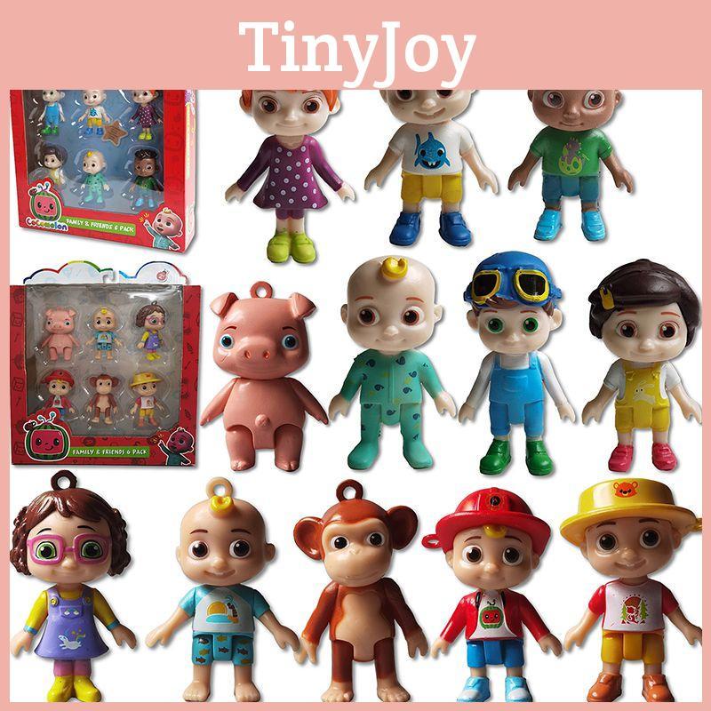 חבילת 6 דמויות חברים משפחת קוקומלון חמודות, סט משחק דמות ג'יי, צעצוע מיניאטורות