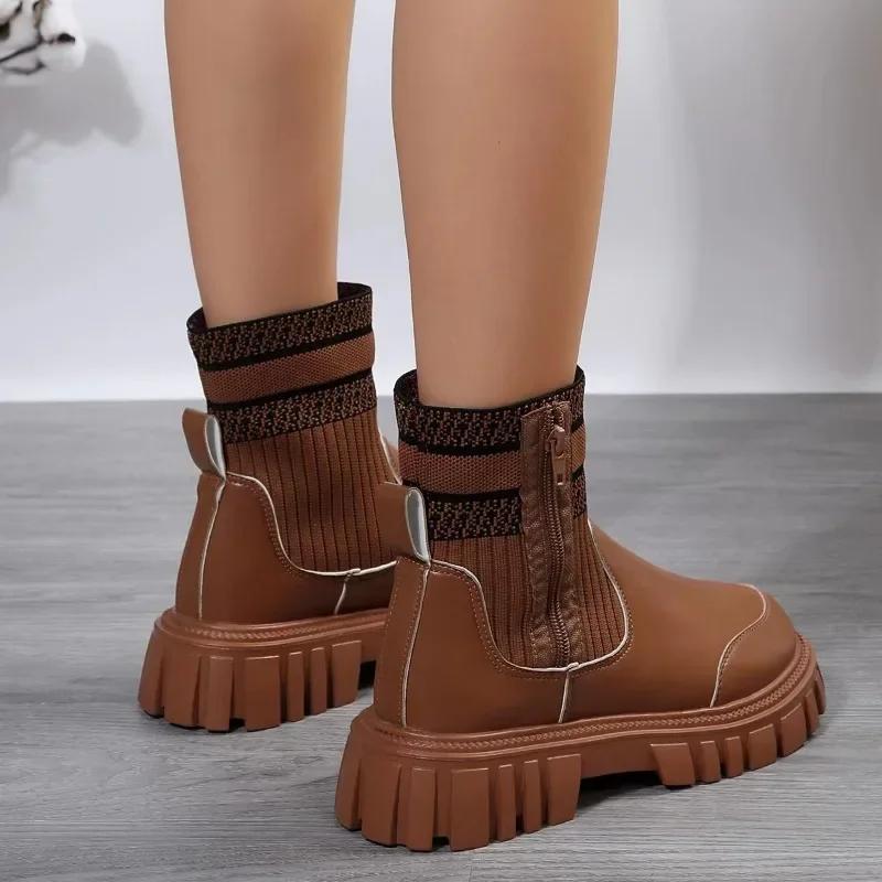 Fashion Women Boots 2024 Winter Modern Ankle Boots Korean Versatile Office Lady Shoes Fashion Side Zip Platform