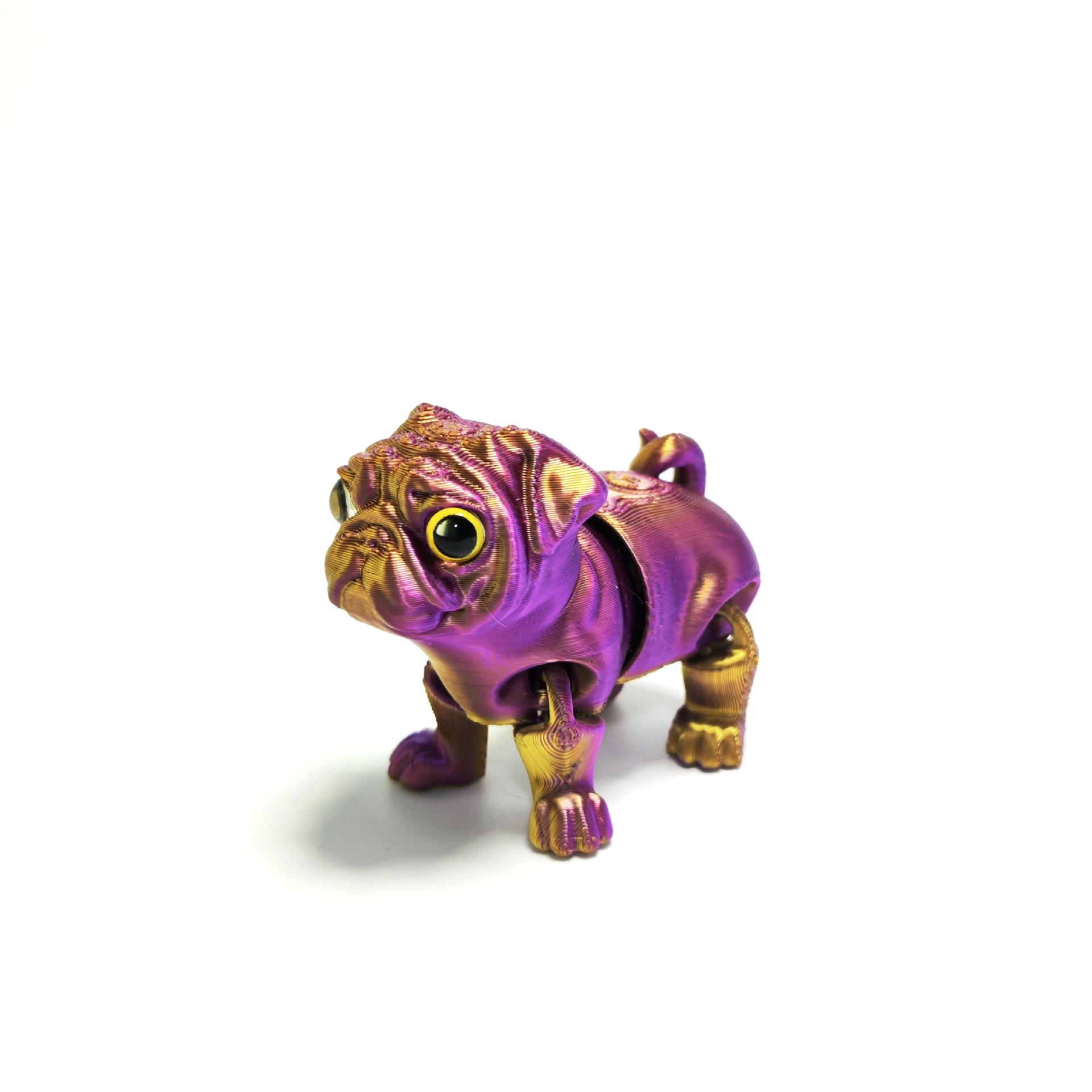 3D Printed Articulated Cute Pug Toy - French Bulldog Handicraft Gift