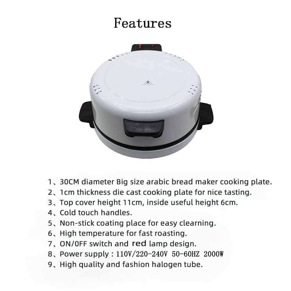 Tostador Cocedor de Bistecs 2000W Asador Eléctrico de Pizza Fabricante de Pizza Doméstico Antiadherente Máquina para Hornear Pizza