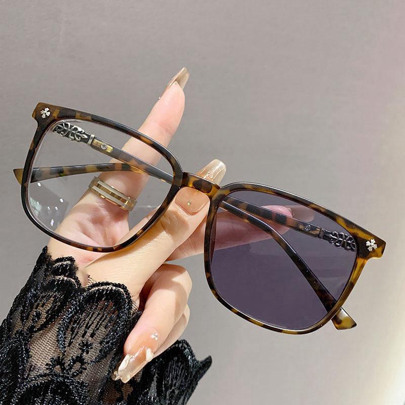 Anti-blue Light Tinted Glasses For Female Students - Popular Oversized Frame Glasses 6027