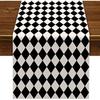 Linen Black And White Plaid Table Flags Tea Themed Party Decorations Picnic Holiday Plaid Table Cover For Kitchen Dining Room