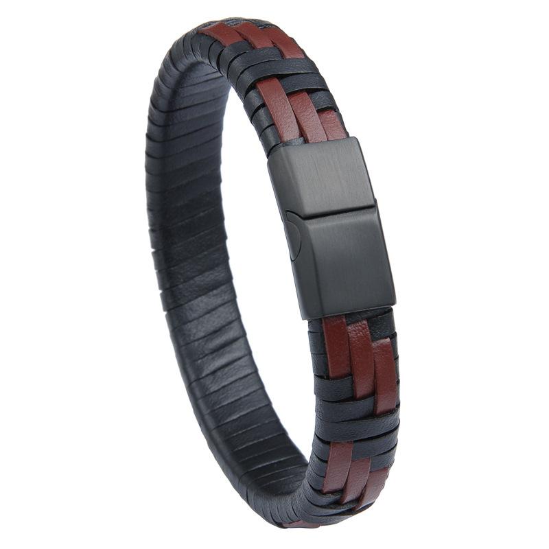 Men's Stainless Steel Bracelet Braided Leather Bracelet Fashion Punk Men's Bracelets