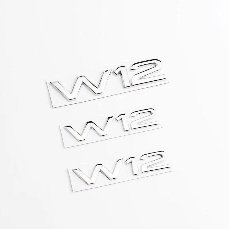 3D Metal Chrome Black W12 Logo Letters Decal Car Fender Trunk Badge For A8 D3 S8 A8L Q7 W12 Emblem Sticker Accessories