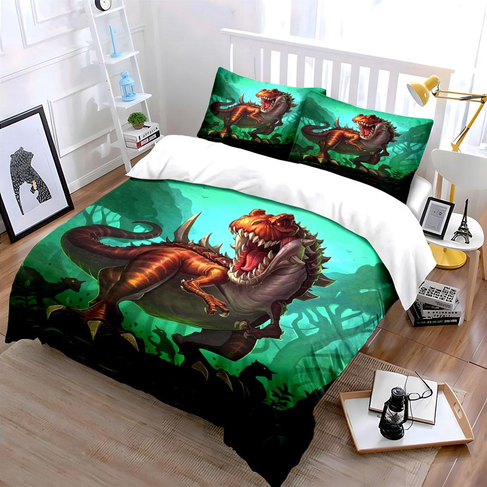 Dinosaur Themed Decoration Set Multiple Sizes Kid'S And Adults' Bedroom Exquisite 3Pc Bedding Set, Gift