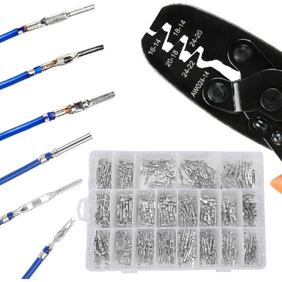 Linkstyle 395PCS Connector Pins Terminal Kit, 21 Types Automotive Car Electrical Wire Terminal, 1/1.5/1.8/2.2/2.8/3.5mm Non-Insulated Plug Removal