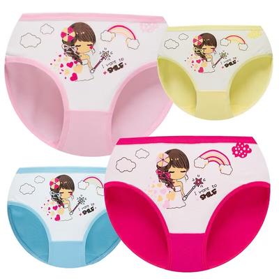 4-teilige Kinderunterwäsche aus Baumwolle für Mädchen, Shorts, Cartoon-Höschen, Slips für 2–10 Jahre