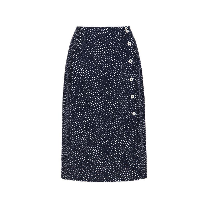 Blue Rose Plus Size Women's French Tea Break Dress for Girls Skirt Sexy All-Matching High Waist Figure Flattering Sheath Side Slit