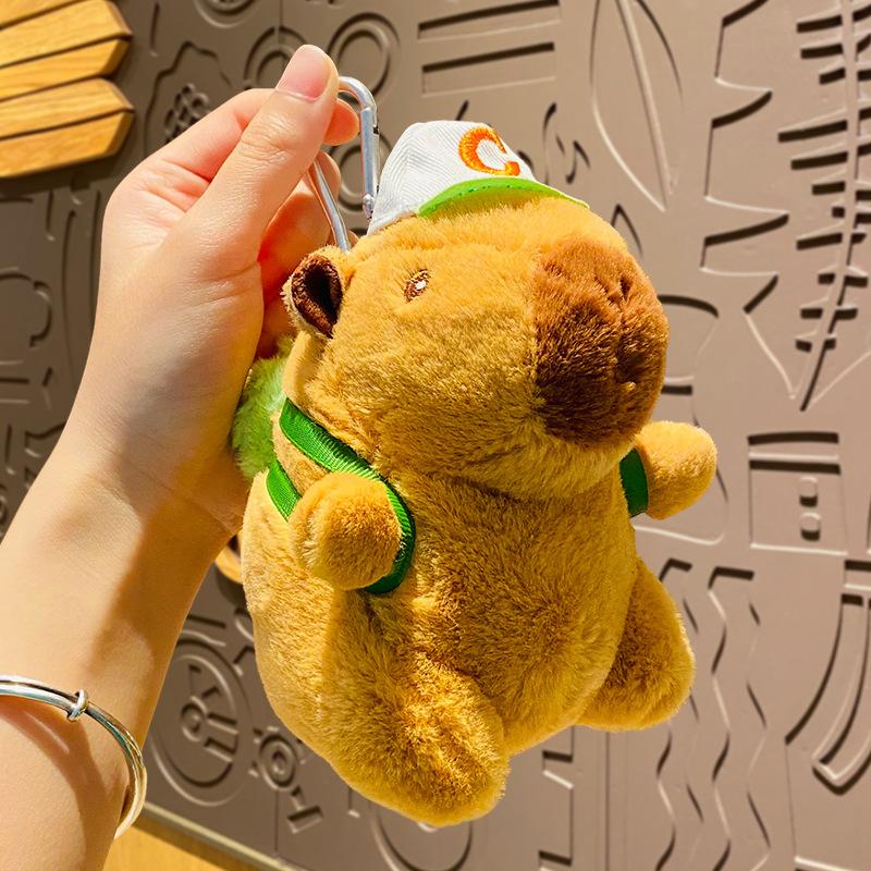 New Kapibala Capybara Keychain Car Couple Backpack Pendant Cute Pink Hamburger Capibala Capybara Plush Keychain Doll