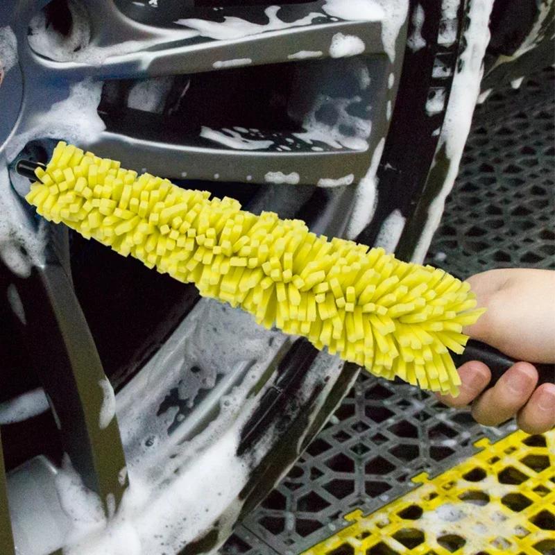 1/2pcs 29cm Sponge Brush Motorcycle Wheel Rims Washer Car Hubcaps Wash Auto Cleaning Tool With Handle Bicycle Dirt Pit Tool