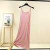 Modal Spaghetti Strap Dress Summer Sexy Sleeveless Tank Dress Solid Color Casual Camisole Dresses Long Soft Sleepdress Basic Slipdress